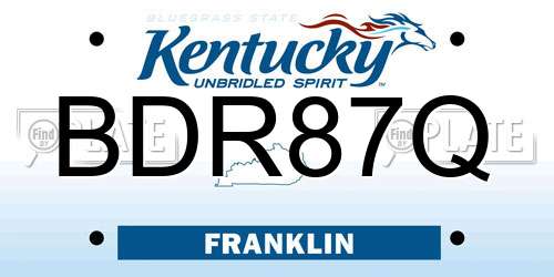BDR87Q Kentucky License Plate