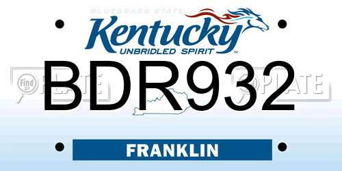 BDR932 Kentucky License Plate