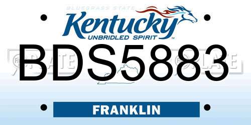 BDS5883 Kentucky License Plate