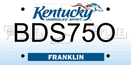 BDS75O Kentucky License Plate
