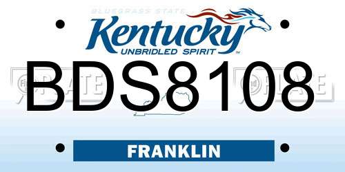 BDS8108 Kentucky License Plate