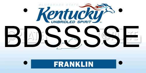 BDSSSSE Kentucky License Plate
