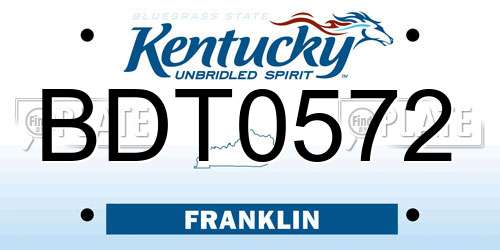BDT0572 Kentucky License Plate
