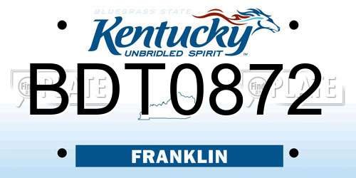 BDT0872 Kentucky License Plate