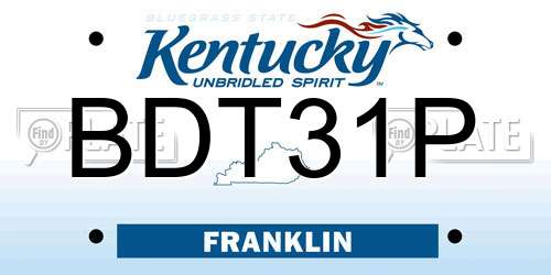 BDT31P Kentucky License Plate