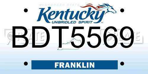 BDT5569 Kentucky License Plate