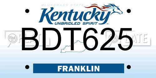 BDT625 Kentucky License Plate