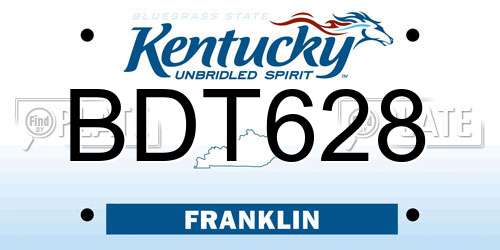BDT628 Kentucky License Plate