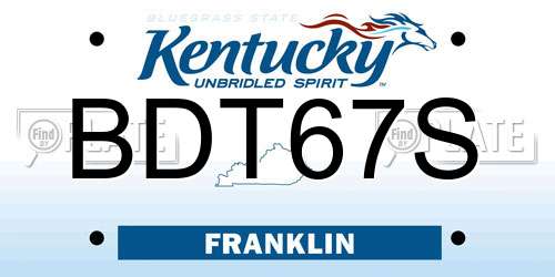 BDT67S Kentucky License Plate