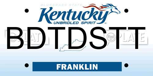 BDTDSTT Kentucky License Plate