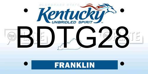 BDTG28 Kentucky License Plate