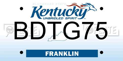 BDTG75 Kentucky License Plate