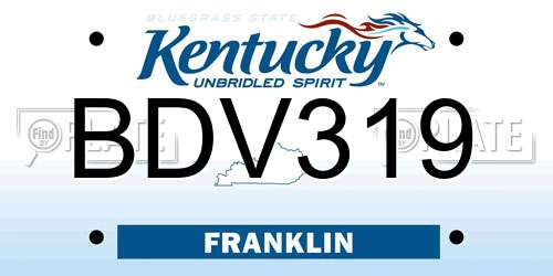BDV319 Kentucky License Plate