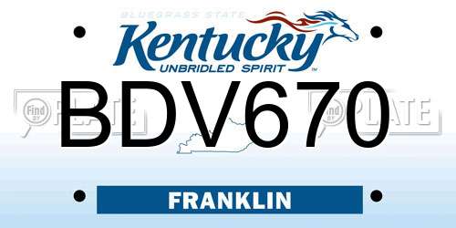 BDV670 Kentucky License Plate