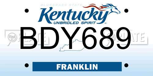 BDY689 Kentucky License Plate