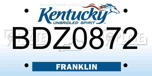 BDZ0872 Kentucky License Plate