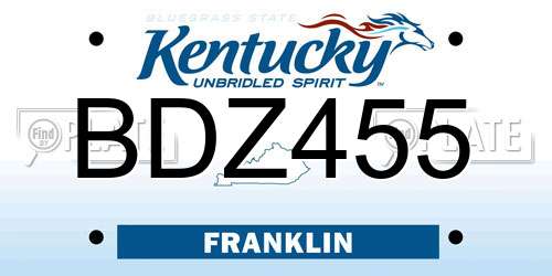 BDZ455 Kentucky License Plate