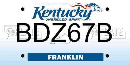 BDZ67B Kentucky License Plate