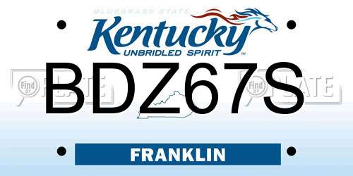 BDZ67S Kentucky License Plate