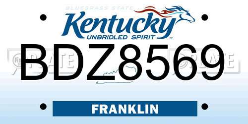 BDZ8569 Kentucky License Plate