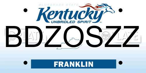 BDZOSZZ Kentucky License Plate