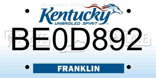 BE0D892 Kentucky License Plate