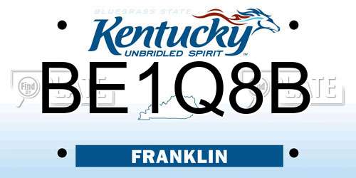 BE1Q8B Kentucky License Plate