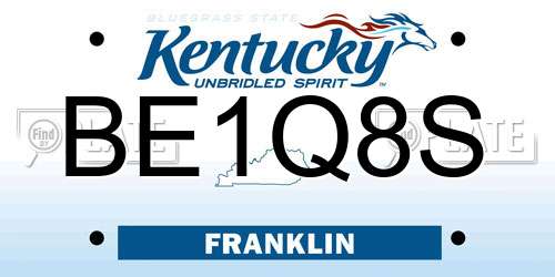 BE1Q8S Kentucky License Plate