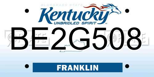 BE2G508 Kentucky License Plate