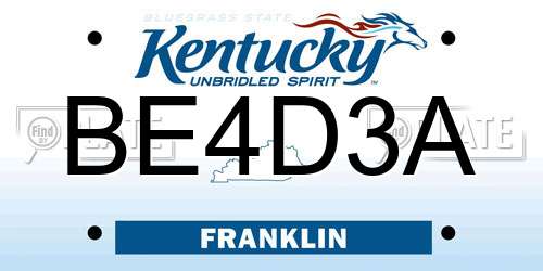 BE4D3A Kentucky License Plate