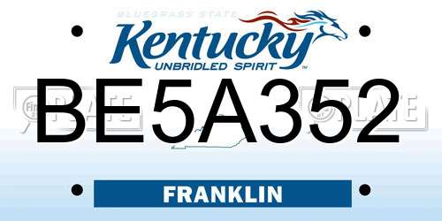 BE5A352 Kentucky License Plate