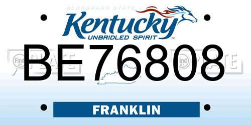 BE76808 Kentucky License Plate