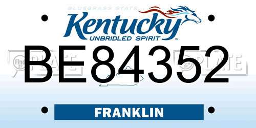 BE84352 Kentucky License Plate