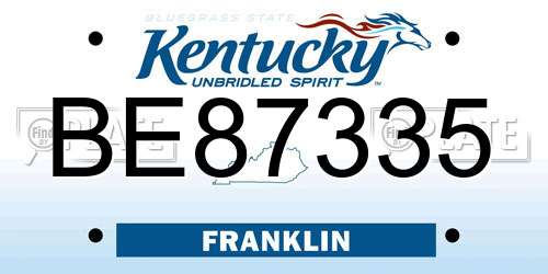 BE87335 Kentucky License Plate