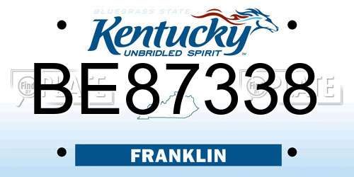 BE87338 Kentucky License Plate