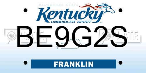 BE9G2S Kentucky License Plate