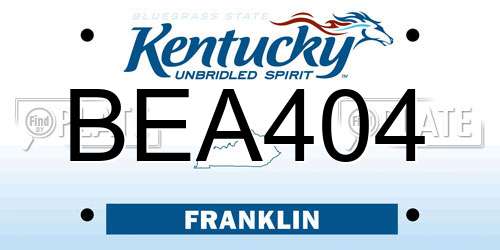BEA404 Kentucky License Plate