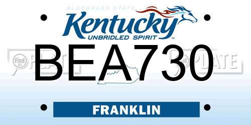 BEA730 Kentucky License Plate