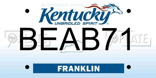 BEAB71 Kentucky License Plate