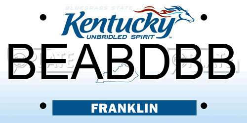 BEABDBB Kentucky License Plate