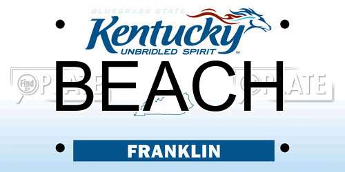 BEACH Kentucky License Plate