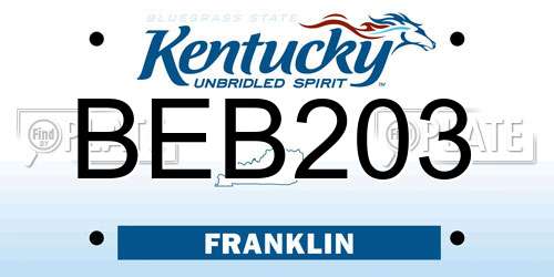 BEB203 Kentucky License Plate