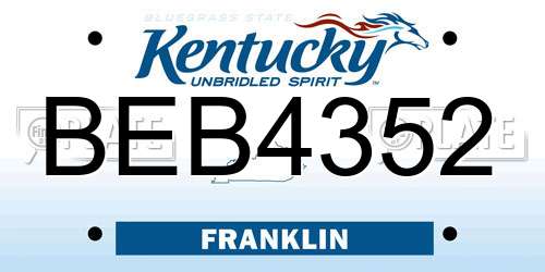 BEB4352 Kentucky License Plate