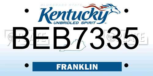 BEB7335 Kentucky License Plate
