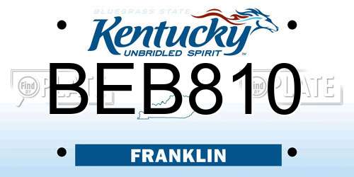 BEB810 Kentucky License Plate