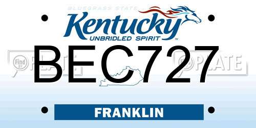 BEC727 Kentucky License Plate