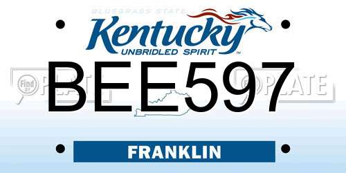 BEE597 Kentucky License Plate