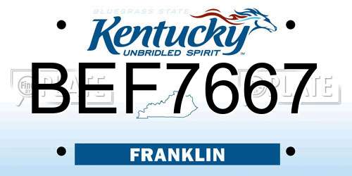 BEF7667 Kentucky License Plate
