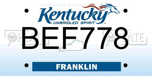 BEF778 Kentucky License Plate