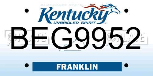 BEG9952 Kentucky License Plate